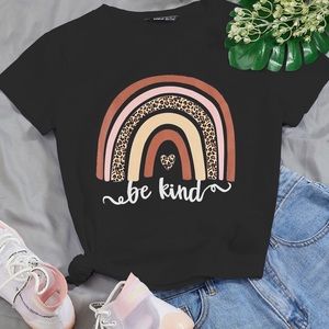 Black Cheetah rainbow BE KIND T-shirt